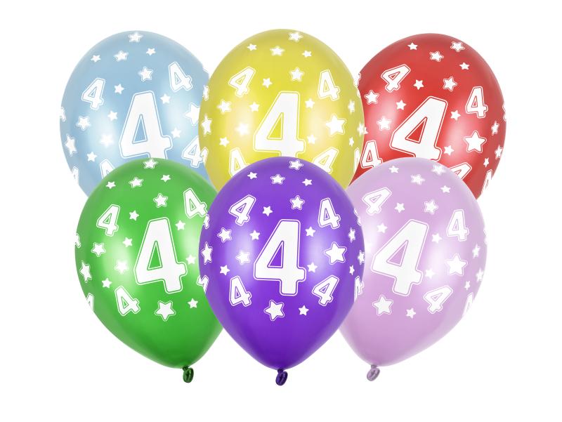 BALONY 4TH BIRTHDAY METALLIC MIX 30CM