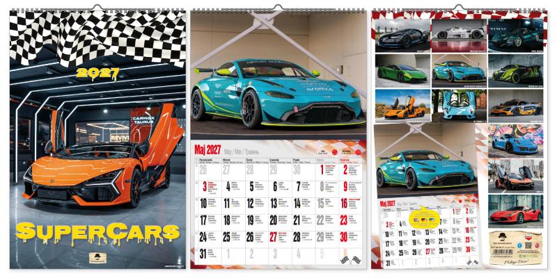 KALENDARZ 13 PLANSZOWY A3 SUPER CARS 2027