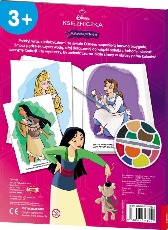 KSIĄŻECZKA DISNEY KSIĘŻNICZKA MALOWANKA Z FARBAMI