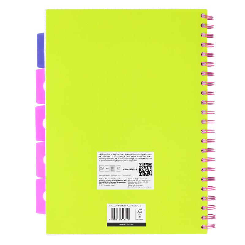 KOŁOZESZYT A4/100# NEON ZIELONY 80G STRIGO