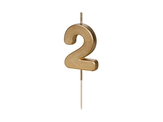 ŚWIECZKA 2 CYFERKA 4.5CM ZŁOTA