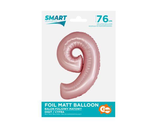 BALON FOLIOWY SMART CYFRA 9 J.RÓŻOWA MAT 76CM