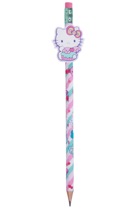 OŁÓWKI Z GUMOWĄ NAKŁADKĄ HB A/24 SZT MIX - PINK HELLO KITTY