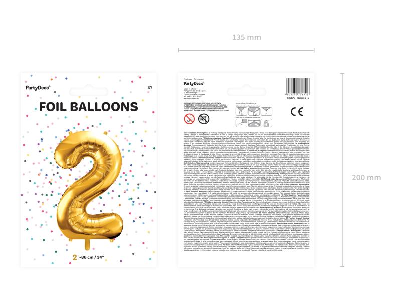 BALON FOLIOWY 2 86CM ZŁOTY