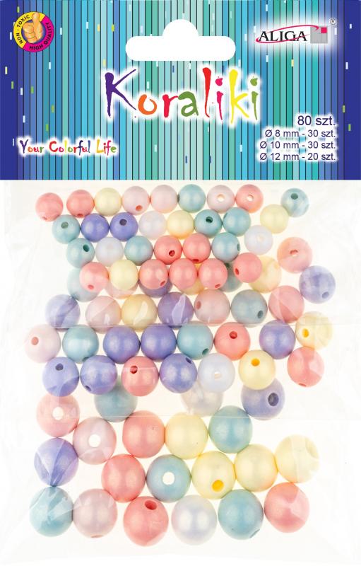 KORALIKI PLASTIKOWE PJ-7772 DEKORACYJNE MIX KOL. ROZM. 8, 10, 12 A80