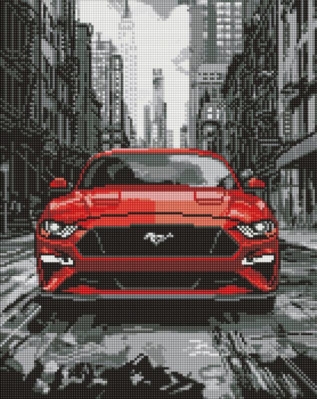 ZESTAW DO MOZAIKI DIAMENTOWEJ CZERWONY MUSTANG 40X50CM