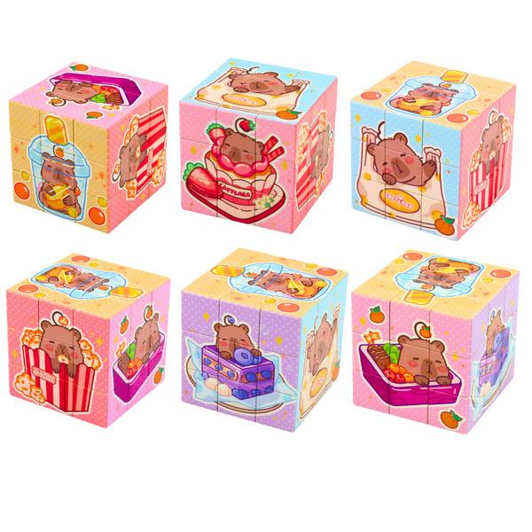 KOSTKA UKŁADANKA LOGICZNA KAPIBARA EDUKACYJNA KOLOROWA 6X6CM