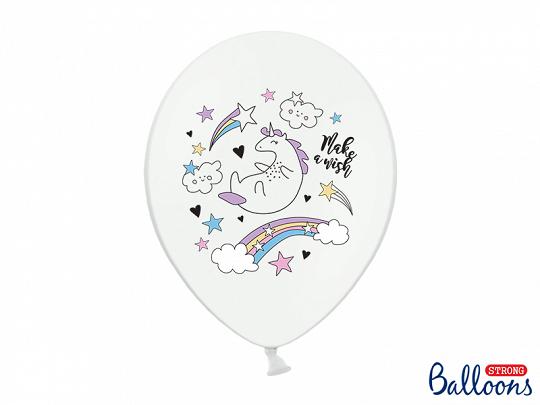 BALON JEDNOROŻEC PASTEL PURE WHITE 30CM