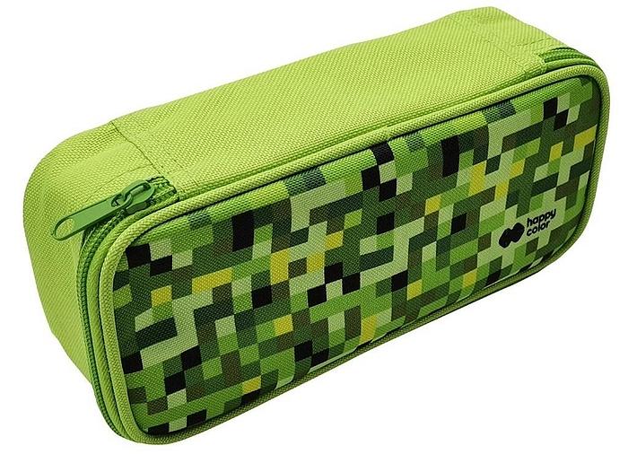 PIÓRNIK SASZETKA Z 1 ZAMKIEM I KLAPKĄ WEWNĘTRZNĄ PROSTOKĄTNY PIXI GREEN HAPPY COLOR