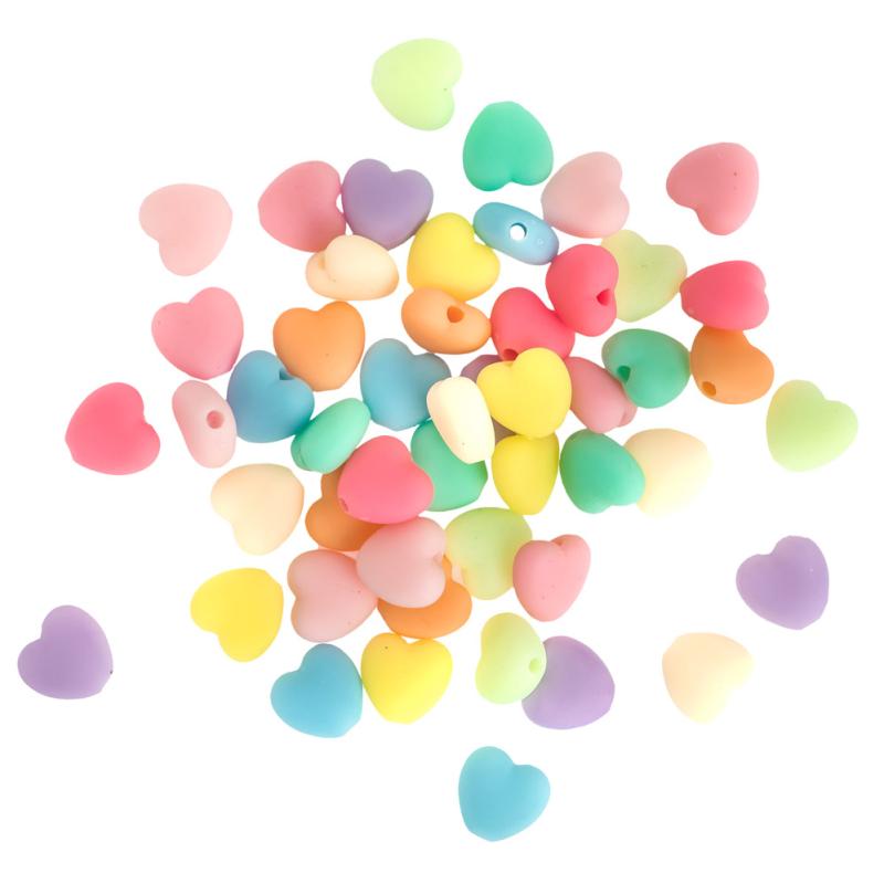 KORALIKI AKRYLOWE, 50 SZT. - MACARON HEARTS