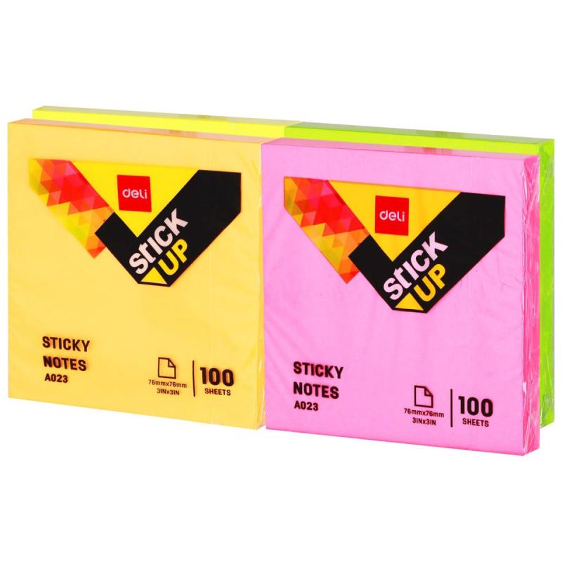 NOTES SAMOPRZYLEPNY 76x76MM 100 KARTEK MIX KOLORÓW DELI