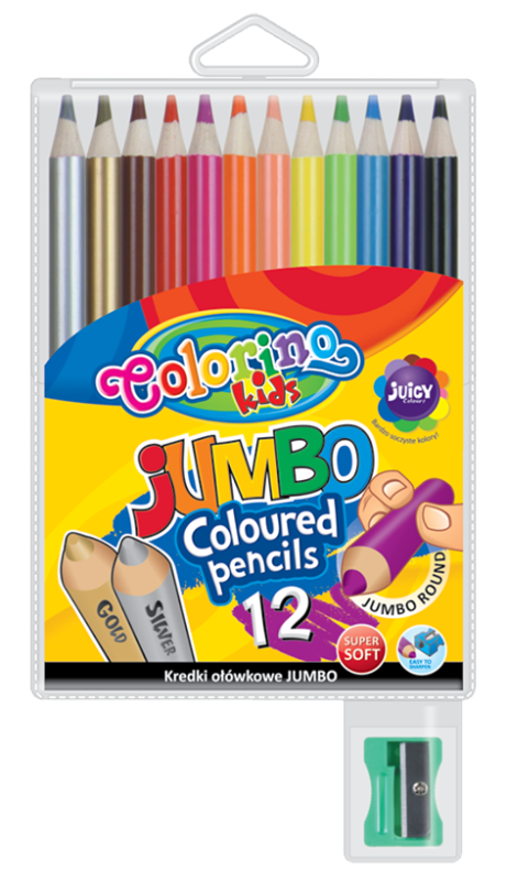 KREDKI OŁÓWKOWE 12 JUMBO ETUI+TEMP COLORINO 15CM