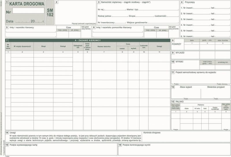 DRUK M KARTA DROGOWA SAM.CIĘŻ.A4
