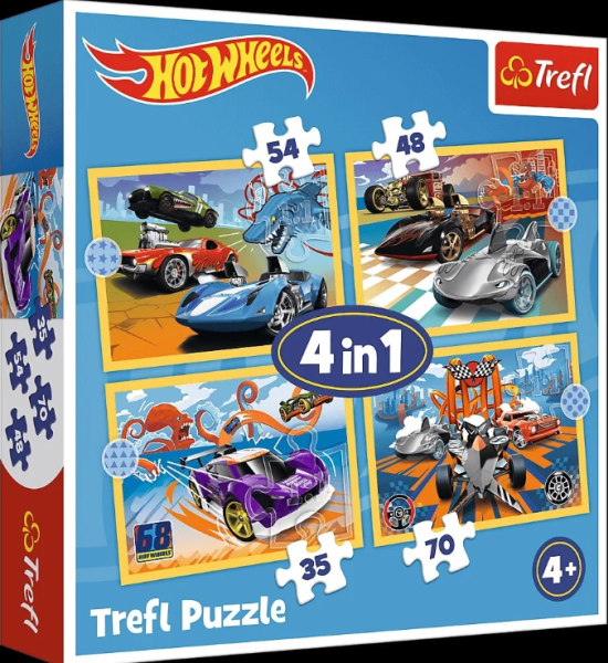 PUZZLE 4W1 TREFL POJAZDY HOT WHEELS