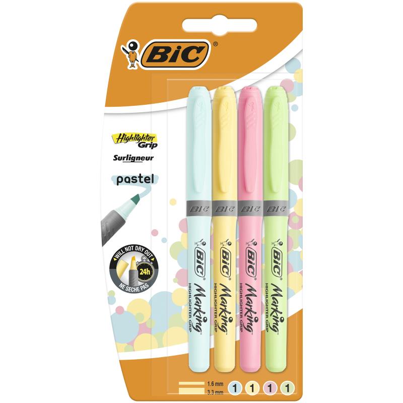 ZAKREŚLACZ BIC HIGHLIGHTER GRIP PASTEL BL. 4 SZT