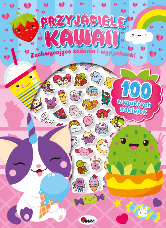 KSIĄŻECZKA 100 WYPUKŁYCH NAKLEJEK PRZYJACIELE KAWAII