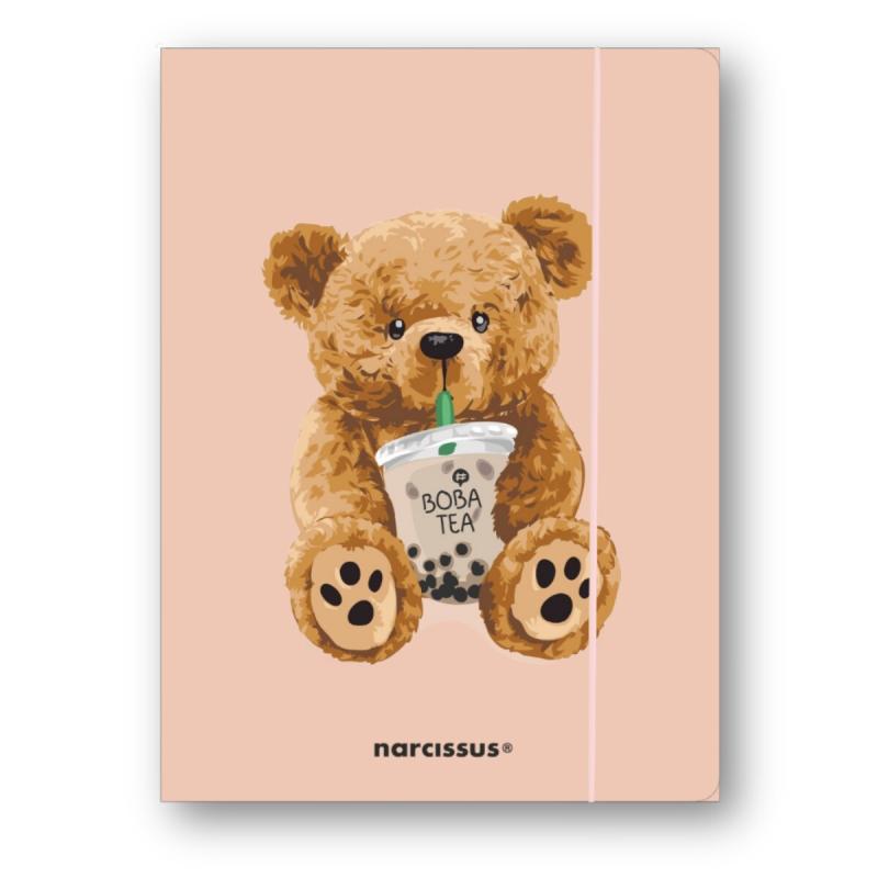 TECZKA Z GUMKĄ A4 TEDDIES&MIŚ Z BOBA TEA NARCISSUS