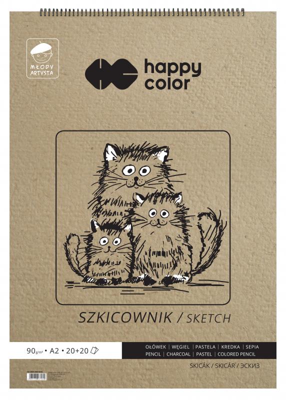 SZKICOWNIK NA SPIRALI A2/40 MŁODY ARTYSTA 80/90G Happy Color