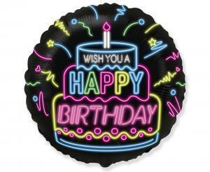 BALON FOLIOWY 18 CALI HAPPY BIRTHDAY NEON