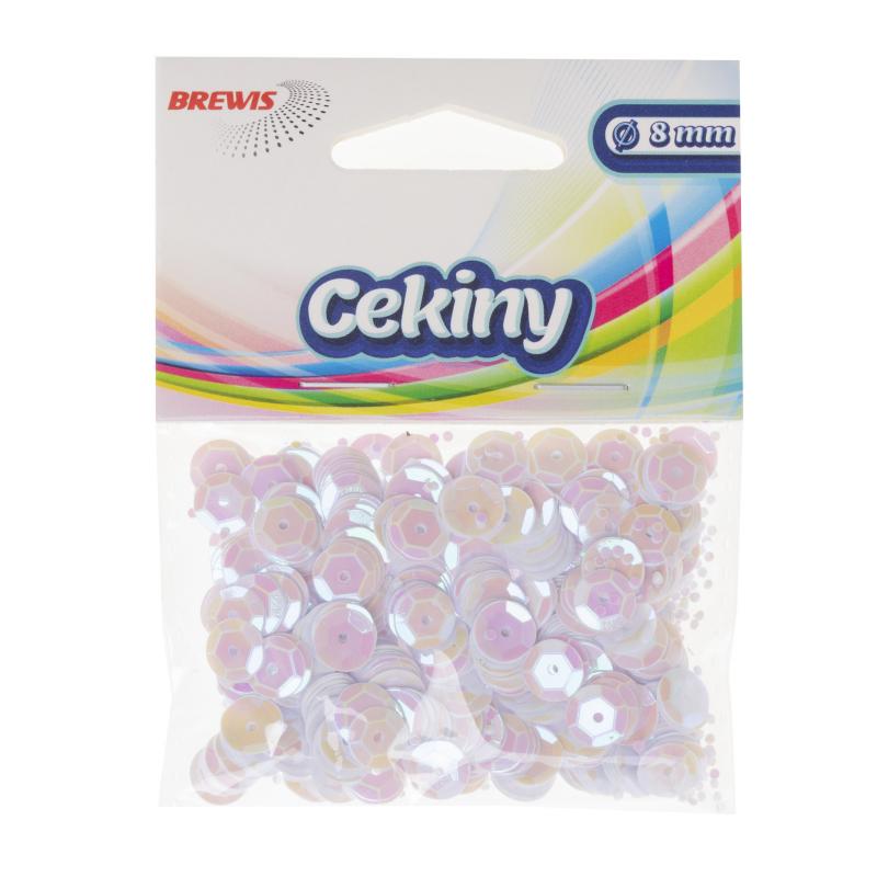 CEKINY TĘCZOWE 8MM BIAŁY