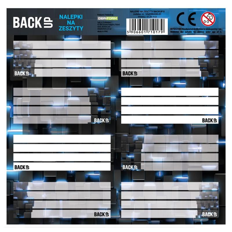 NAKLEJKI NA ZESZYTY BACKUP 8 A 58 A/25