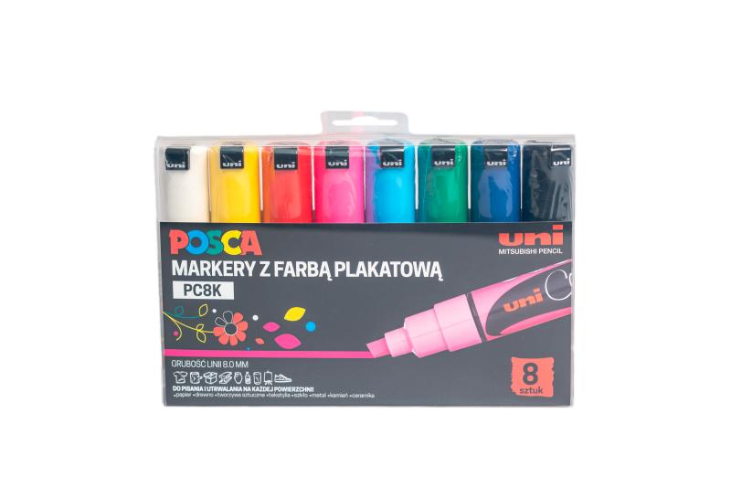 KOMPLET MARKERÓW POSCA PC-8K 8 SZT