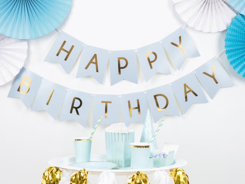 BANER HAPPY BIRTHDAY JASNONIEBIESKI 15X175 CM