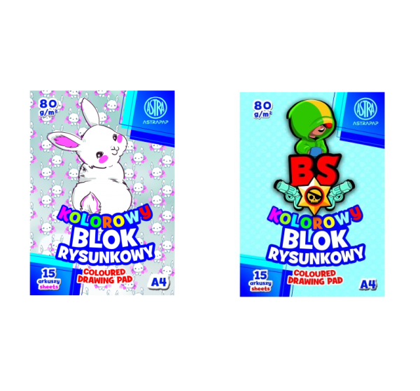 BLOK KOLOROWY A4/15 BARWIONY W MASIE 80G 'BS&RABBIT'