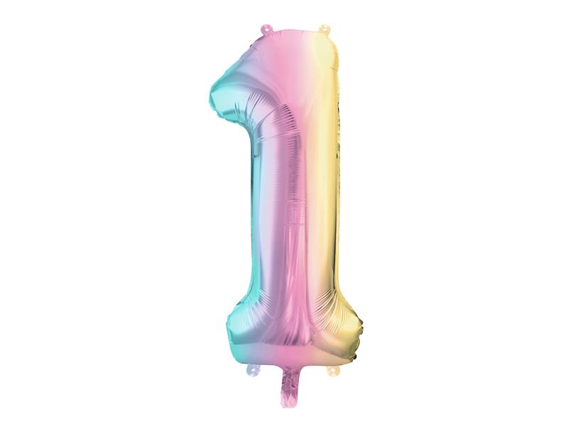BALON FOLIOWY 1 86CM PASTELOWY TĘCZOWY