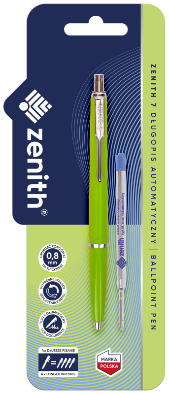 DŁUGOPIS AUTOMATYCZNY ZENITH 7, FLUO + WKŁ.BLISTER