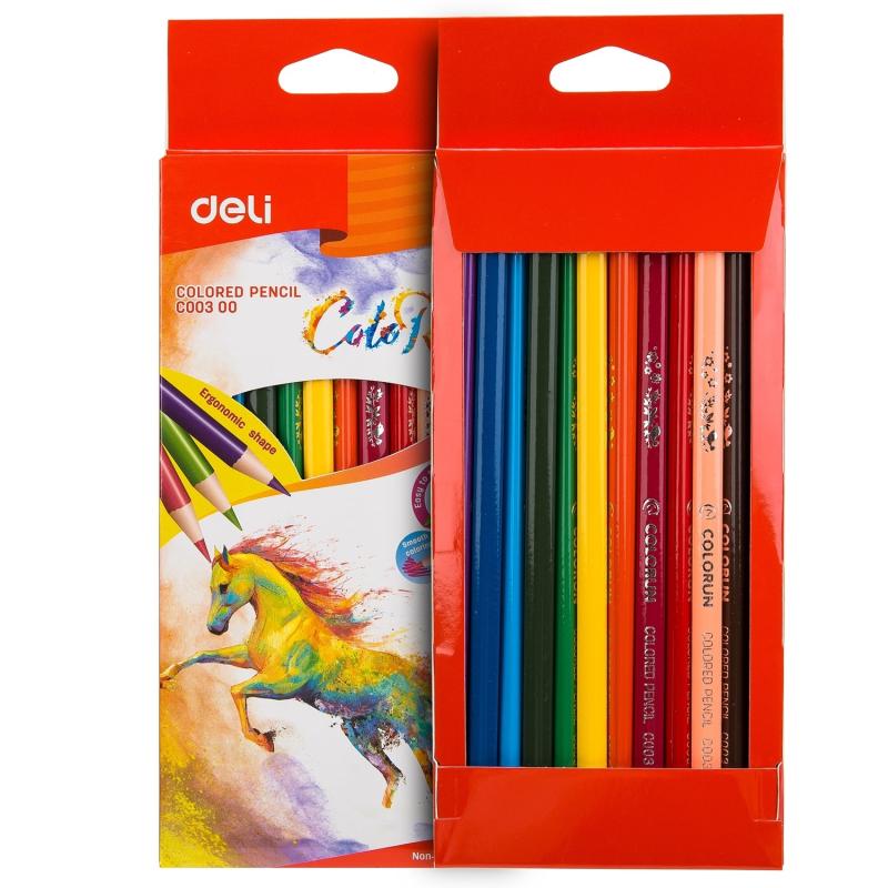 KREDKI 12 OŁÓWKOWE TRÓJKĄTNE COLORUN DELI