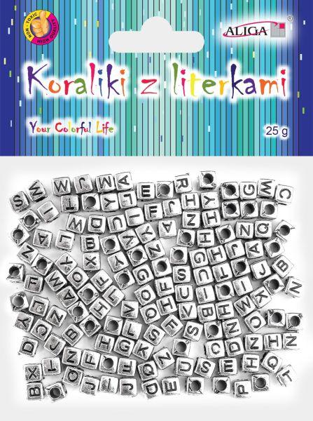 KORALIKI PJA-0347 METALOWE Z LITERKAMI 6X6MM 25G