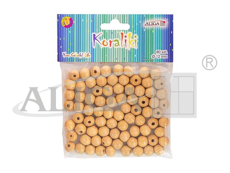 KORALIKI PJ-0668 DREWNIANE DEKORACYJNE, rozm.12mm, op.80szt.
