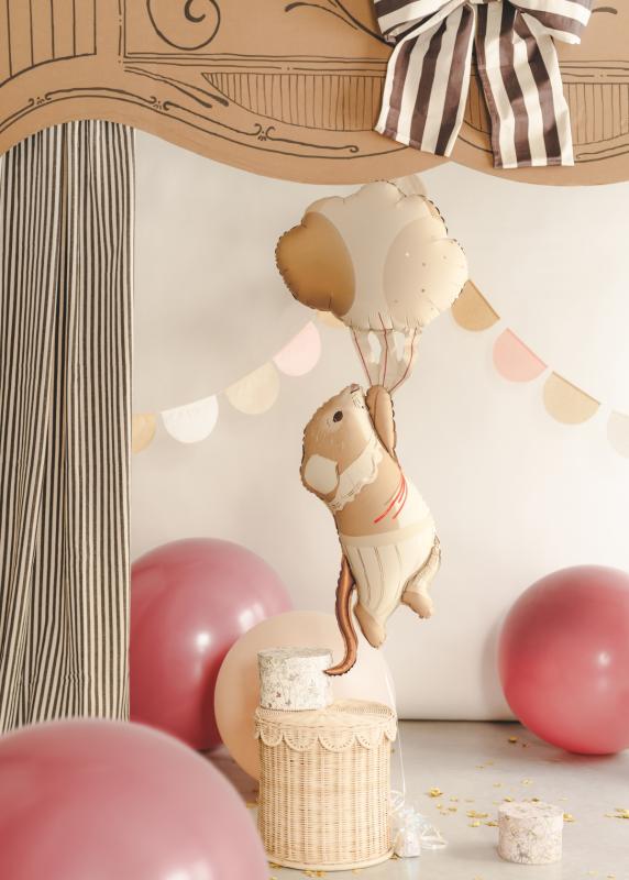 BALON FOLIOWY MYSZKA Z BALONAMI 44X104CM MIX