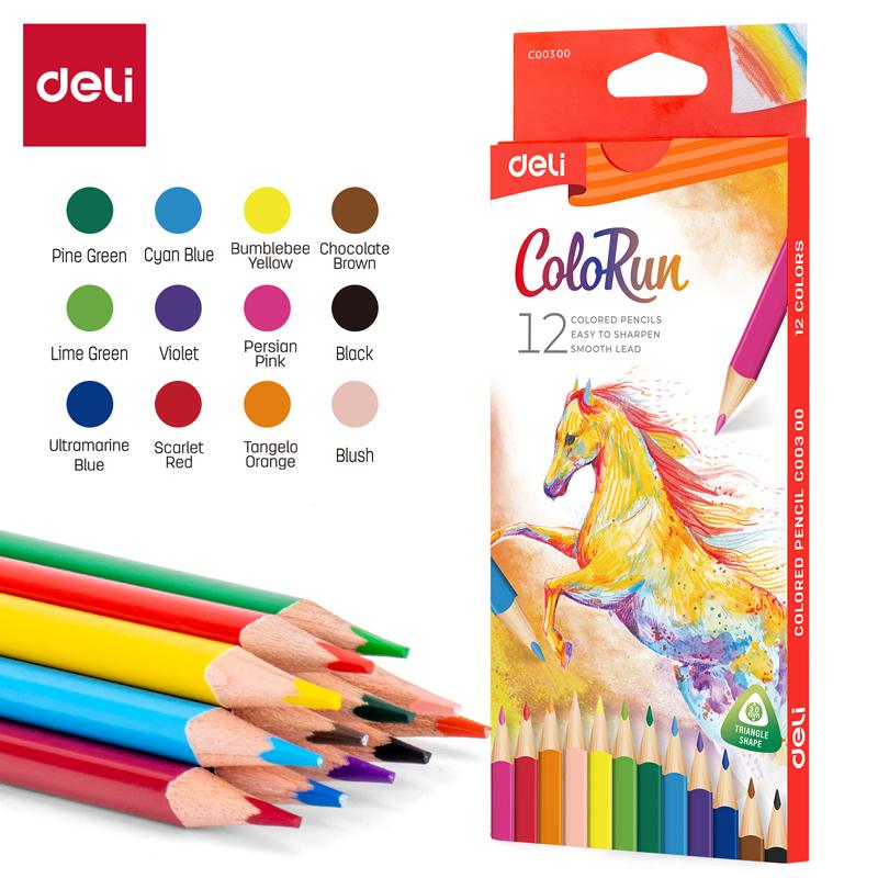 KREDKI 12 OŁÓWKOWE TRÓJKĄTNE COLORUN DELI