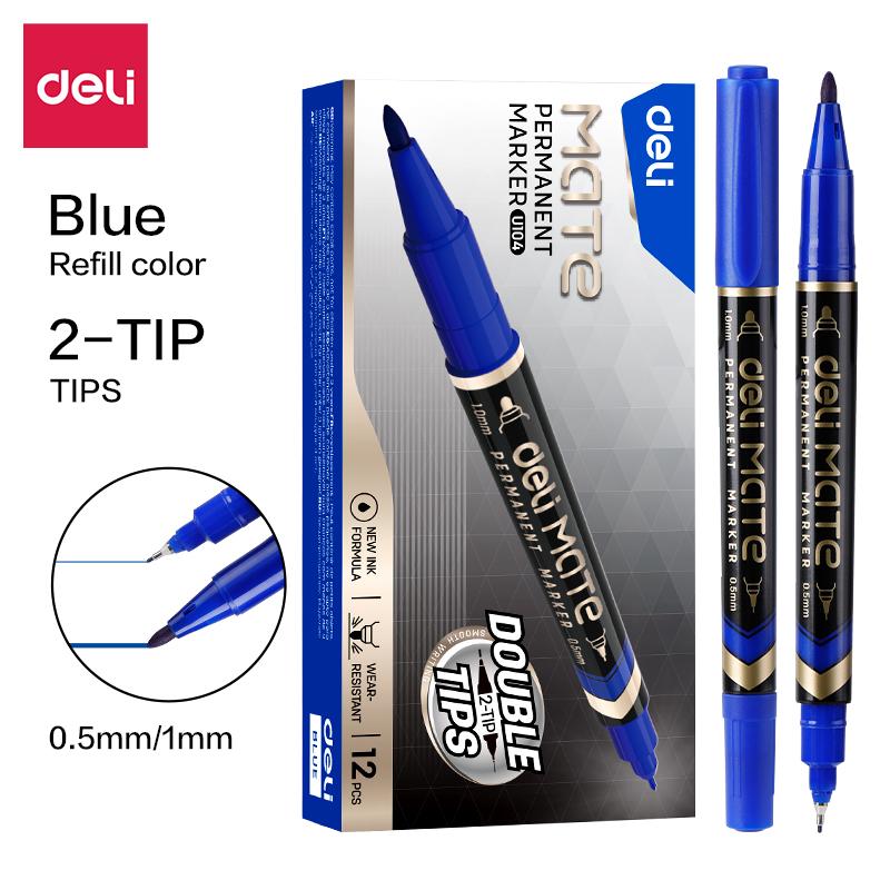 MARKER PERMANENTNY DWUSTRONNY 1,0MM & 0,5MM NIEBIESKI DELI A12