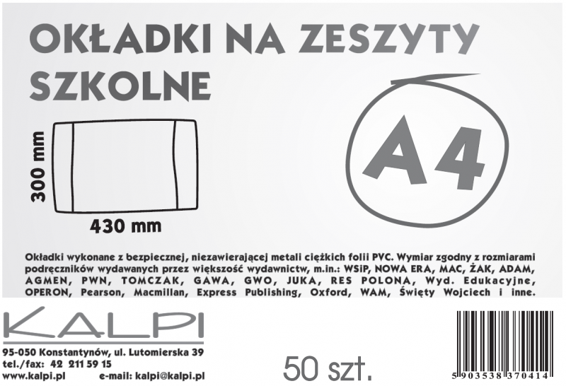 OKŁADKA A4 KALPI WYS. 30,0 A/50