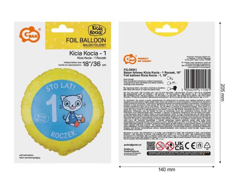 BALON FOLIOWY KICIA KOCIA ROCZEK 18