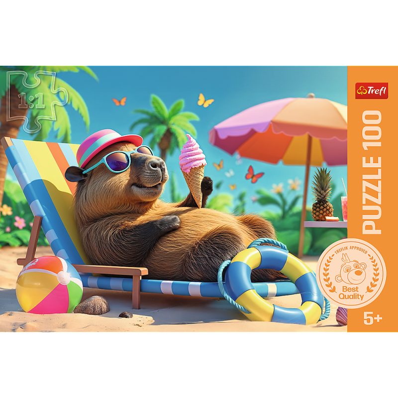 PUZZLE 100 TREFL RELAKS W STYLU KAPIBARY RODZINA TREFLIKÓW
