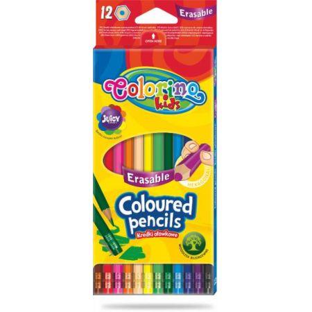 KREDKI OŁÓWKOWE 12 COLORINO HEKSAGONALNE Z GUMKĄ NEW