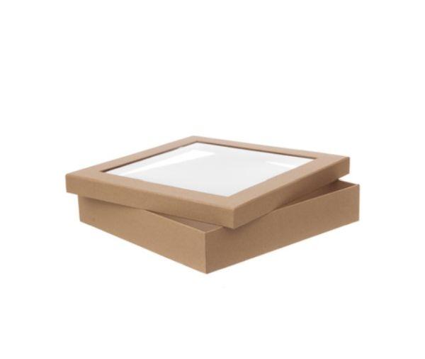 PUDEŁKO TEKTUROWE Z OKNEM 33,5X33,5X6,5CM KRAFT