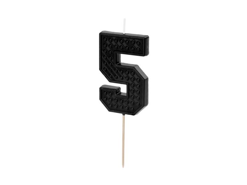 ŚWIECZKA CYFERKA 5 CZARNY 6CM