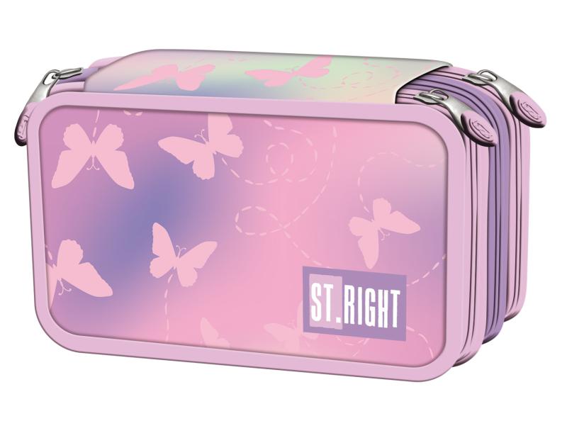 PIÓRNIK POTRÓJNY Z WYPOSAŻENIEM PINK BUTTERFLIES STRIGHT PC-05