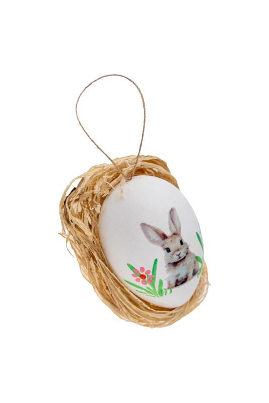 JAJKA PLASTIKOWE WPJ-0178 GĘSIE BIAŁE Z DEKORACJAMI 8CM A6 WIELKANOC
