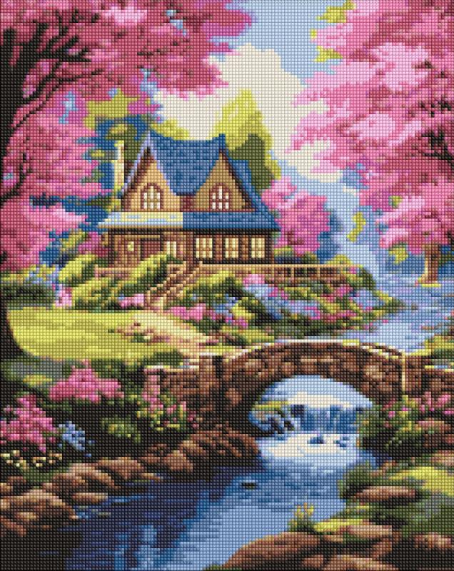 ZESTAW DO MOZAIKI DIAMENTOWEJ DOM W KWIATACH 40X50CM
