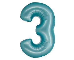 BALON FOLIOWY SMART CYFRA 3 JASNONIEBIESKA MAT 76CM