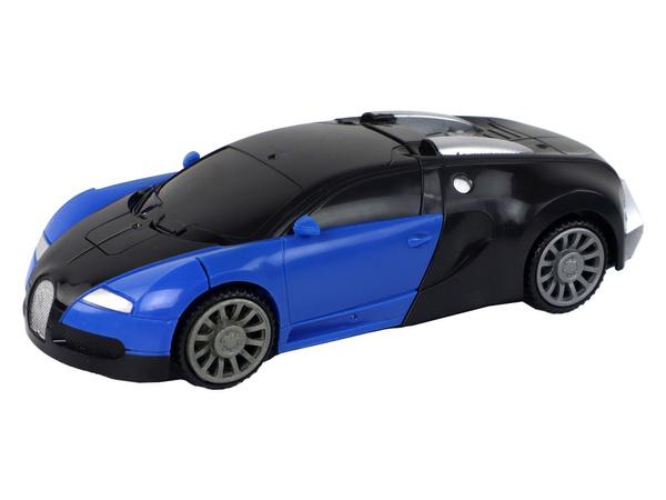 SAMOCHÓD-ROBOT 2W1 BUGATTI NIEBIESKI EFEKTY ŚWIETLNE