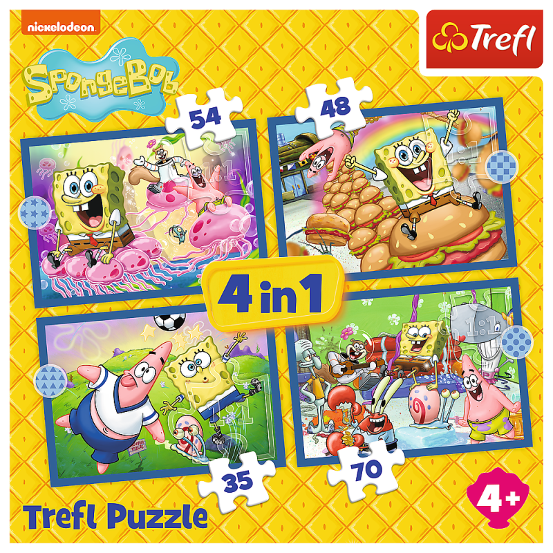 PUZZLE 4W1 TREFL PODWODNE ŻYCIE SPONGEBOBA