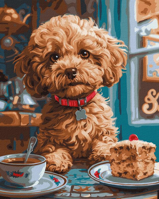 ZESTAW DO MALOWANIA PO NUMERACH MALTIPOO W KAWIARNI 40X50CM