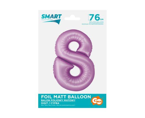 BALON FOLIOWY SMART CYFRA 8 LAWENDA MAT 76CM